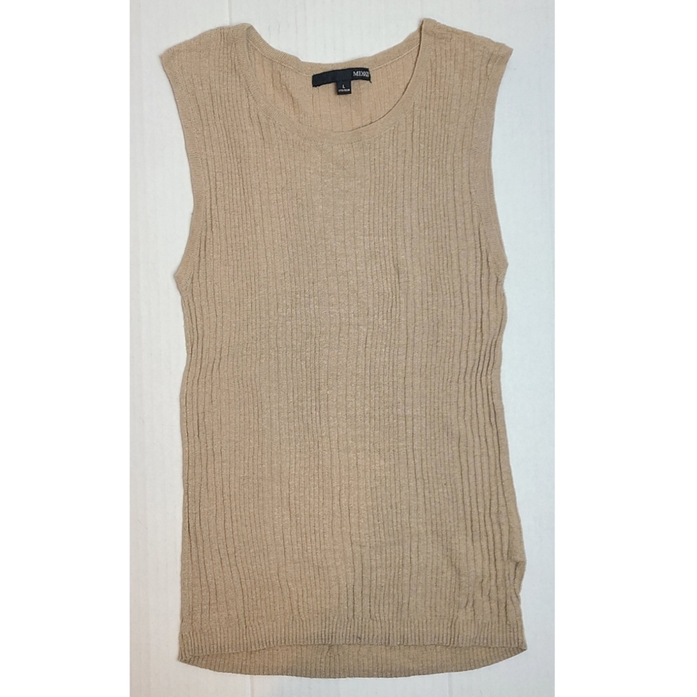 MIXXO Ribbed Knit Sleeveless Sweater Tank Top